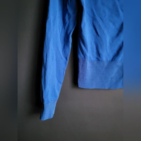 Chicos Cobalt Blue Snap Rhinestone Center Silver Closure Long Sleeve Sz M - Picture 6 of 11